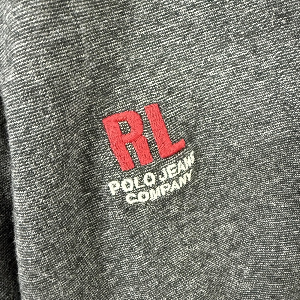 Polo Ralph Lauren Jeans Co Shirt Mens Large Gray V-Neck Long Sleeve Tee Logo - Picture 5 of 9